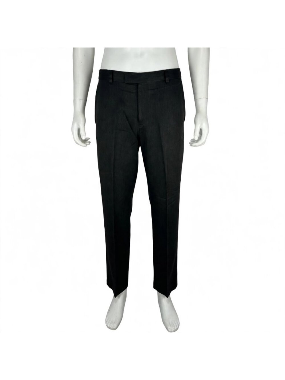 Kenneth Cole Reaction Mens Black Dress Pants Flat Front Slim Fit Trousers 34x32